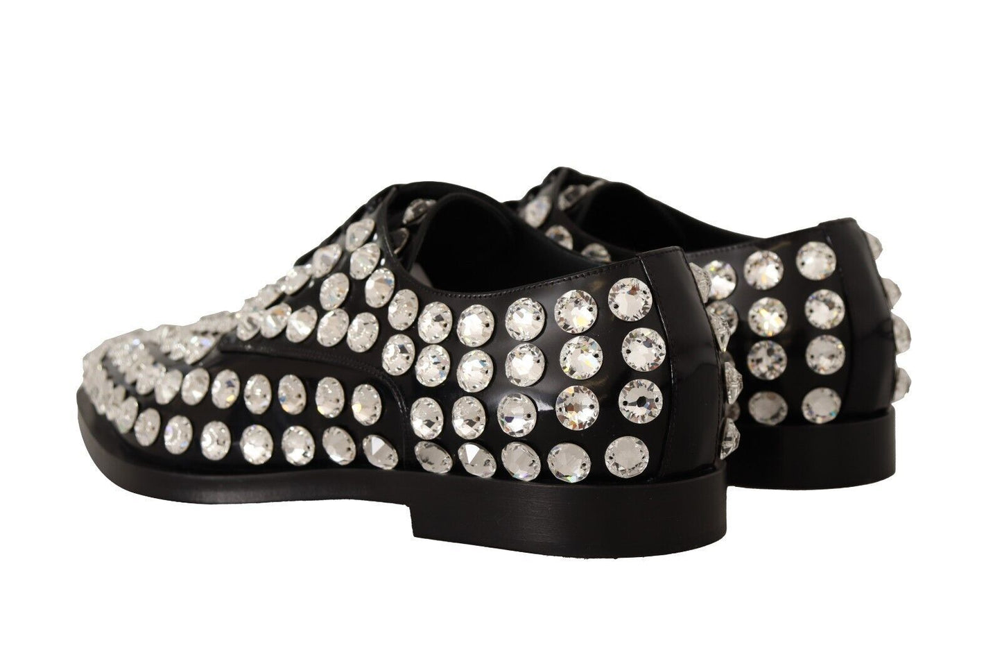Zapatos planos formales de cuero con adornos de cristales de Dolce & Gabbana