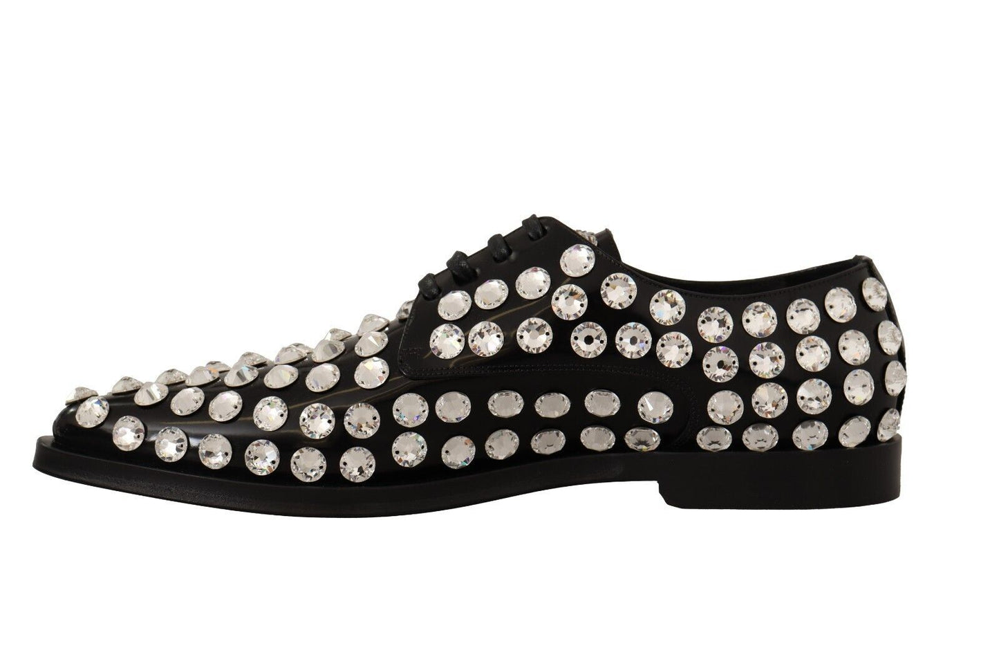 Zapatos planos formales de cuero con adornos de cristales de Dolce & Gabbana