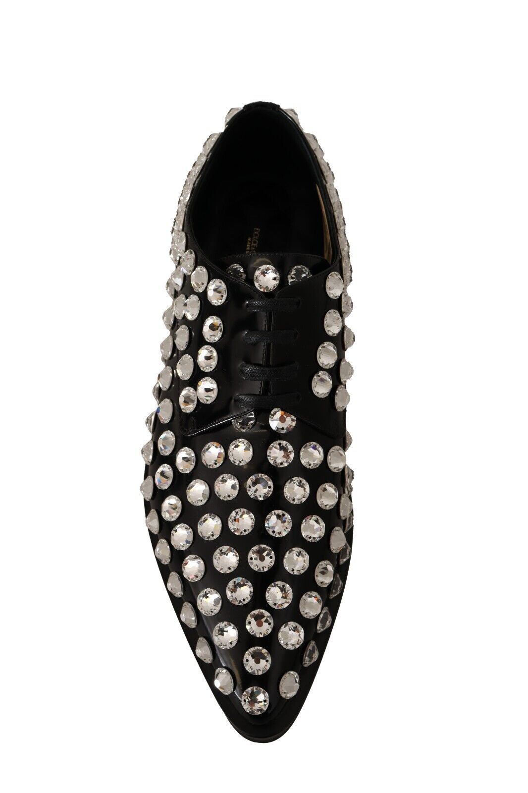 Zapatos planos formales de cuero con adornos de cristales de Dolce & Gabbana