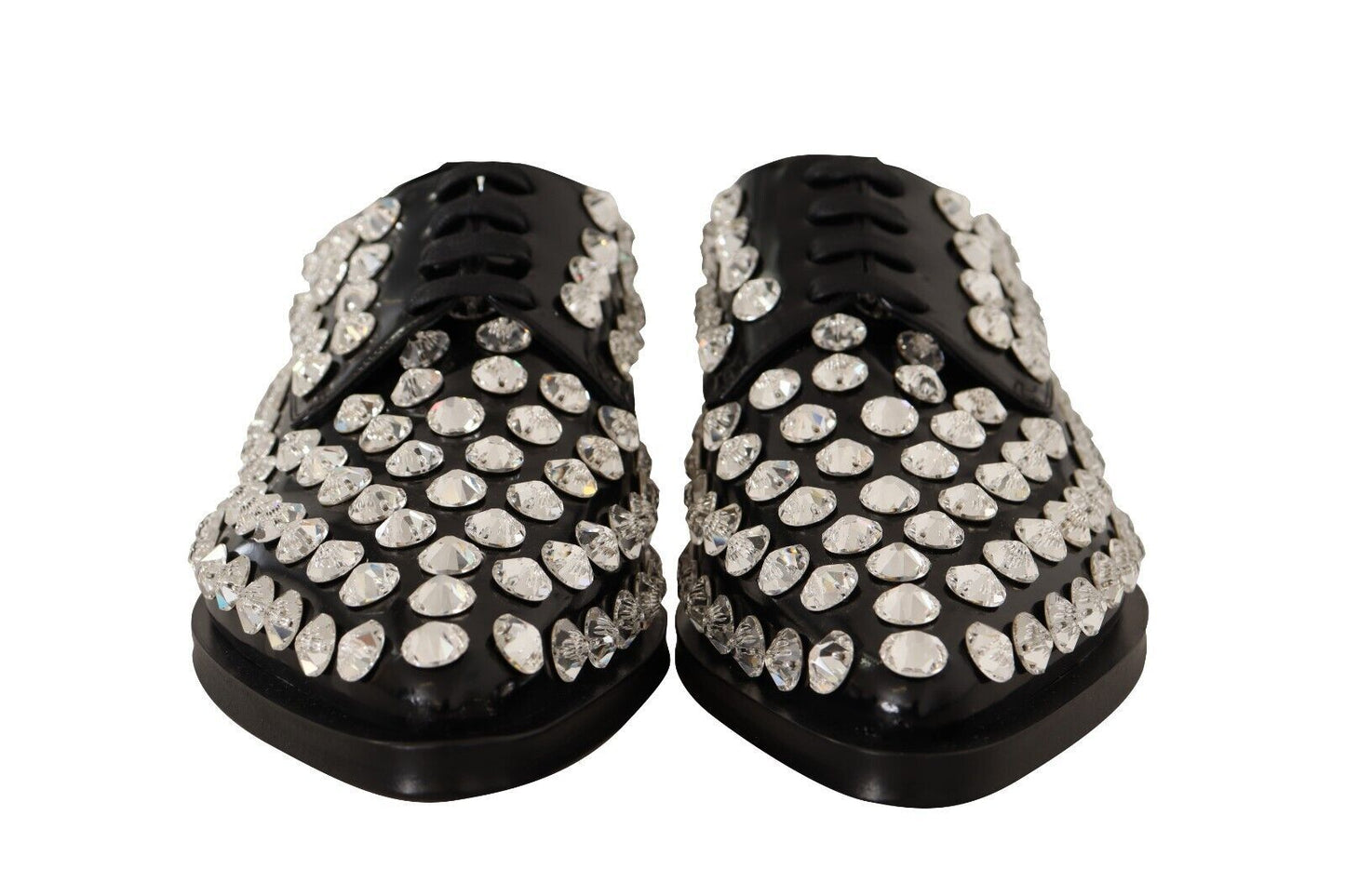 Zapatos planos formales de cuero con adornos de cristales de Dolce & Gabbana