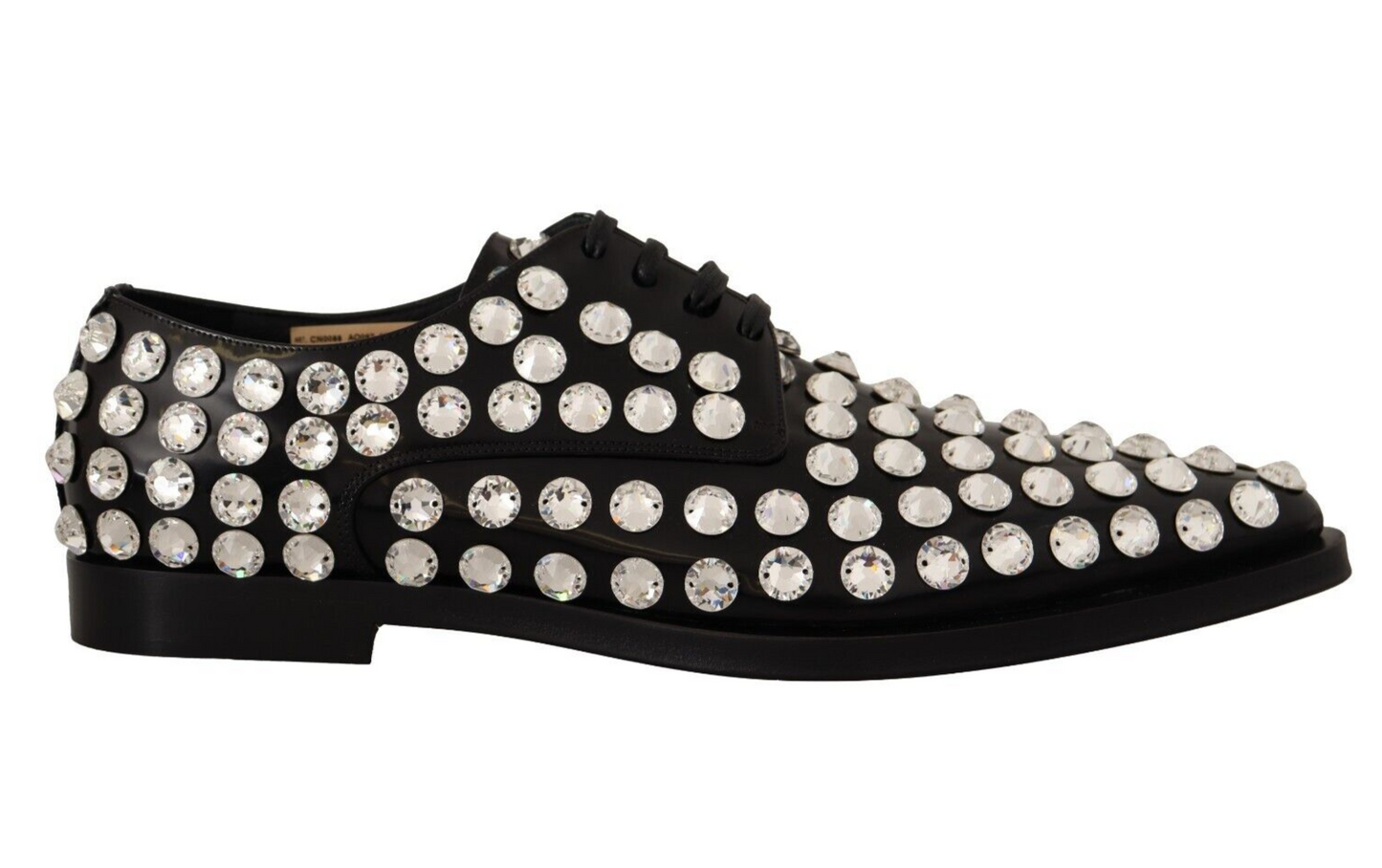 Zapatos planos formales de cuero con adornos de cristales de Dolce & Gabbana