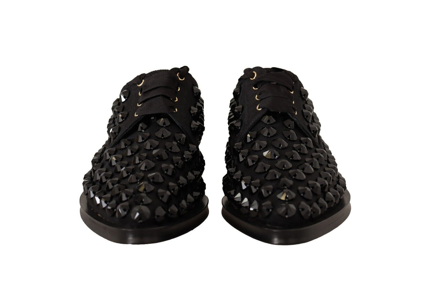 Dolce & Gabbana Elegantes zapatos planos de grosgrain con cordones y pedrería