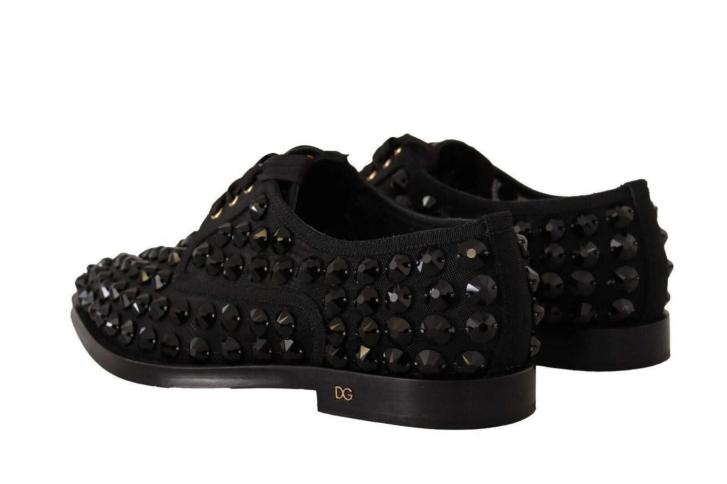 Dolce & Gabbana Elegantes zapatos planos de grosgrain con cordones y pedrería