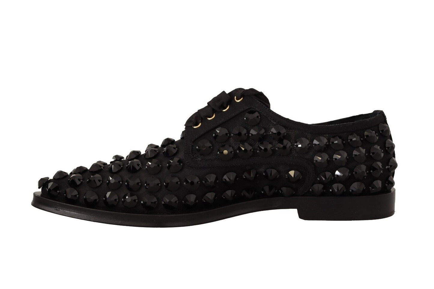 Dolce & Gabbana Elegantes zapatos planos de grosgrain con cordones y pedrería