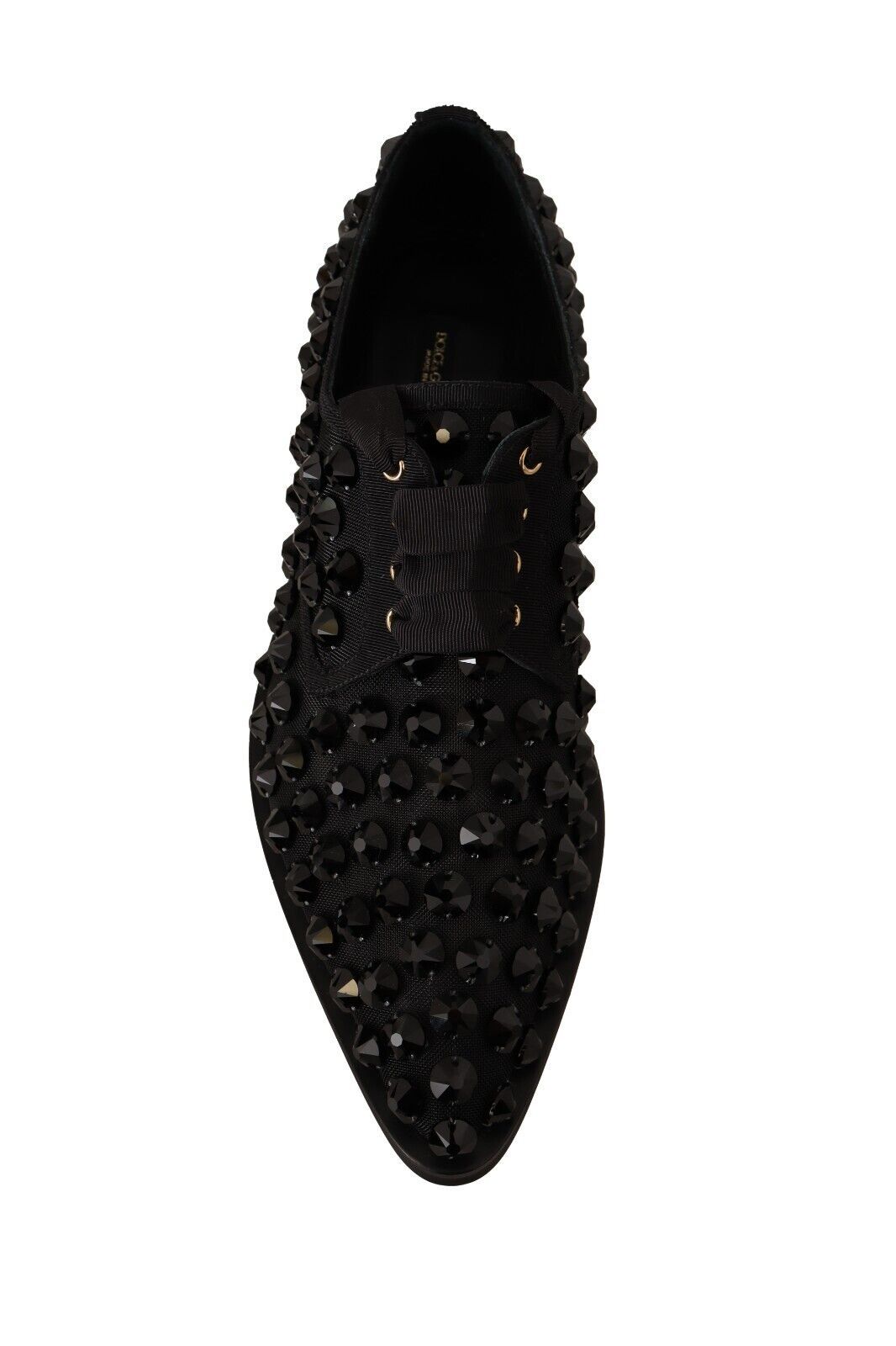 Dolce & Gabbana Elegantes zapatos planos de grosgrain con cordones y pedrería