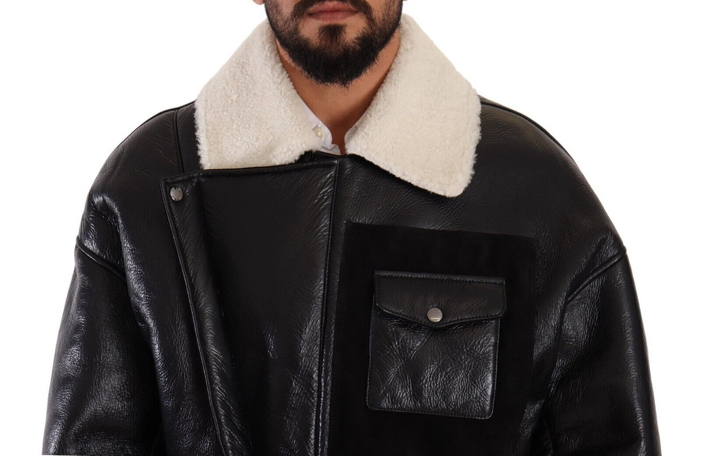 Chaqueta biker elegante de piel de oveja de Dolce & Gabbana