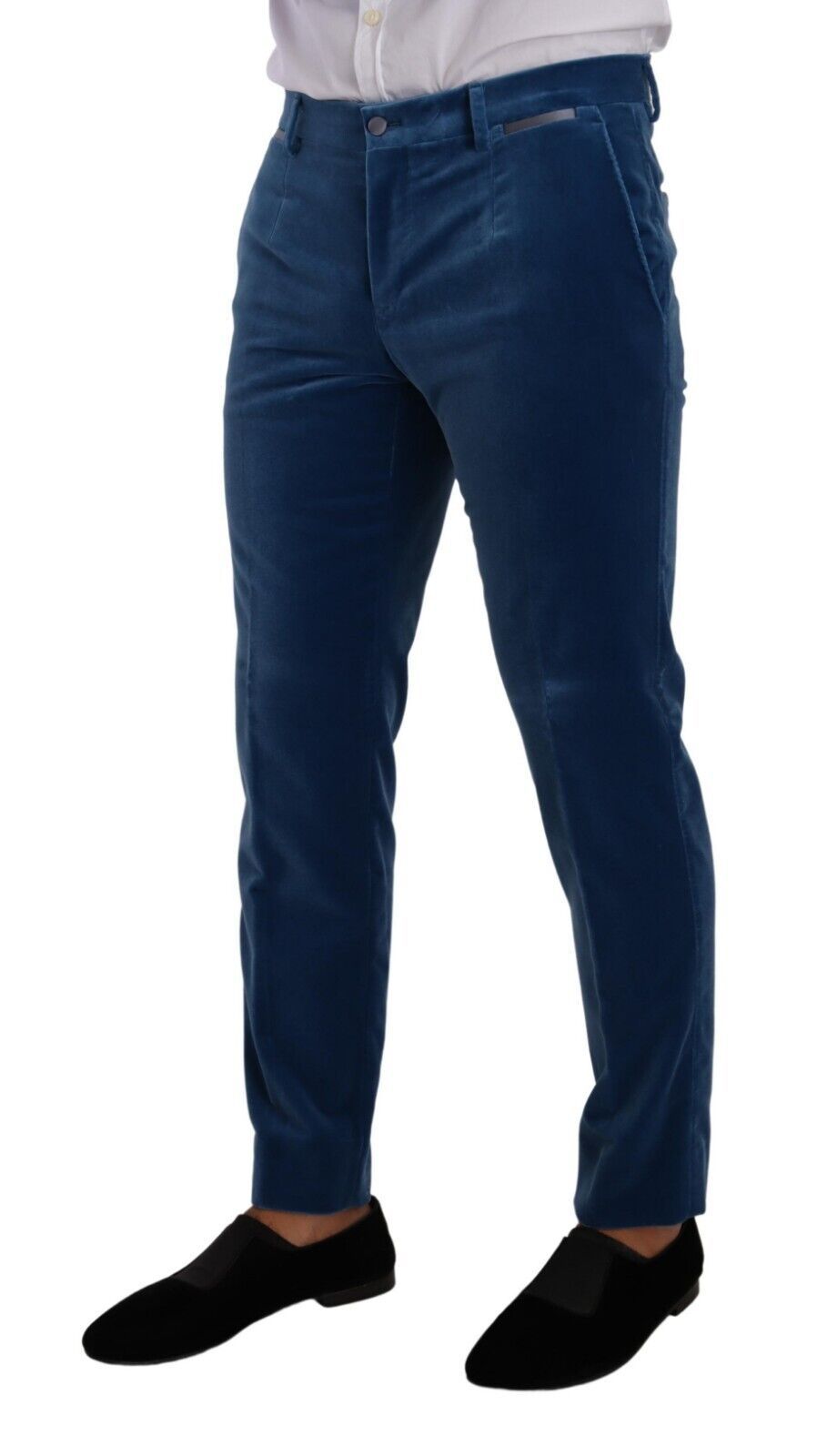 Dolce & Gabbana Elegante traje de corte slim azul de terciopelo
