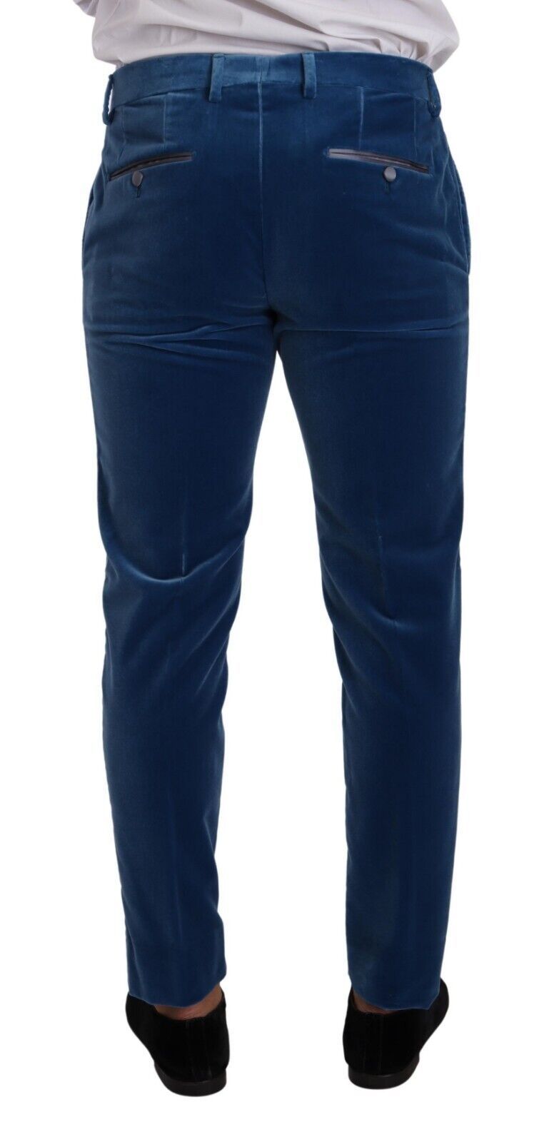 Dolce & Gabbana Elegante traje de corte slim azul de terciopelo