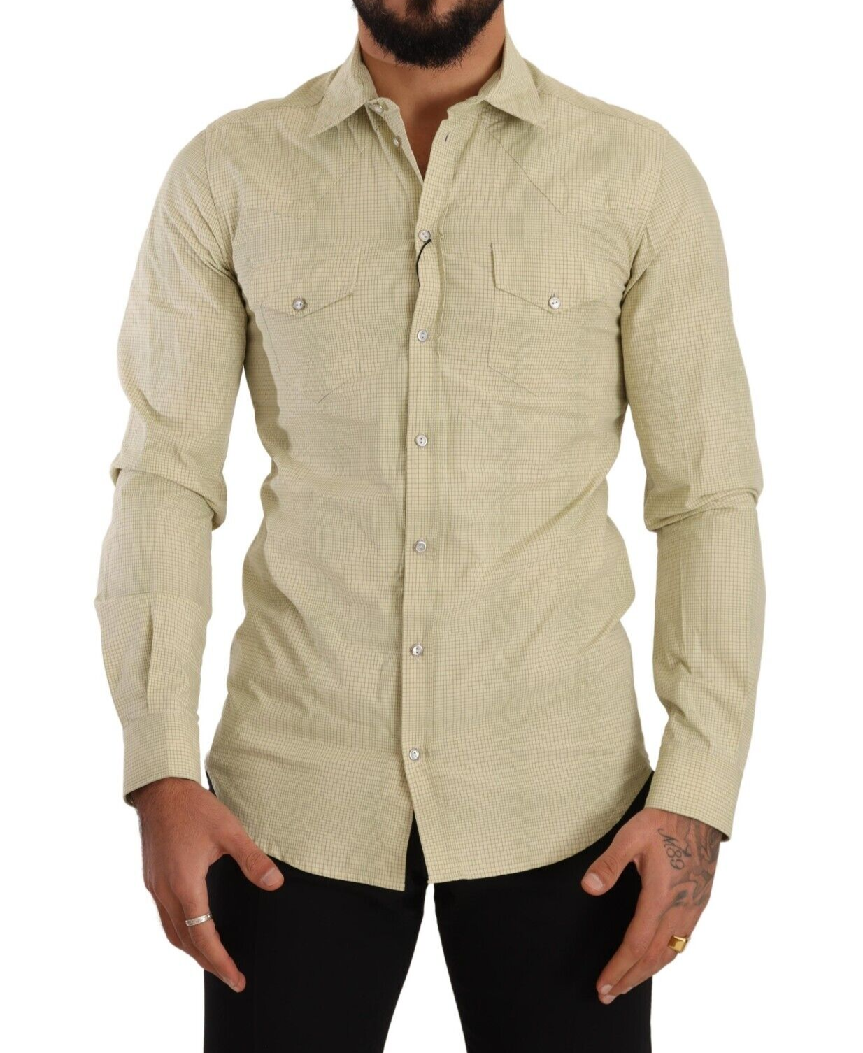 Dolce & Gabbana Camisa Elegante De Algodón A Cuadros Sicilia