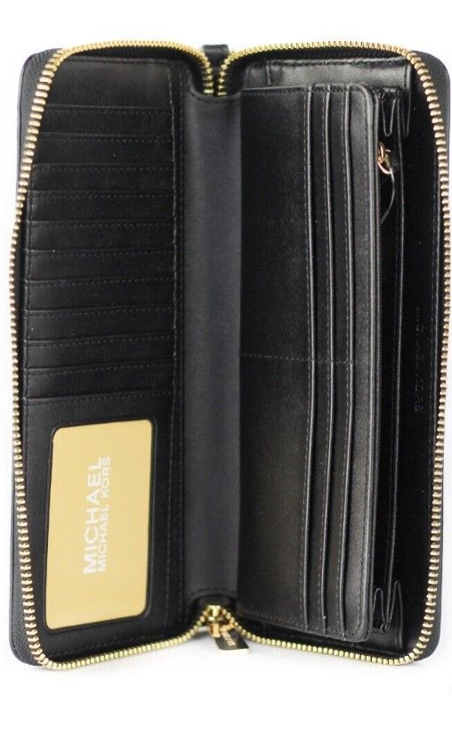 Michael Kors Jet Set Travel Large Black Pebble Leather Continental Wrist Wallet – par Michael Kors | Disponible sur Sandy Store ByNet