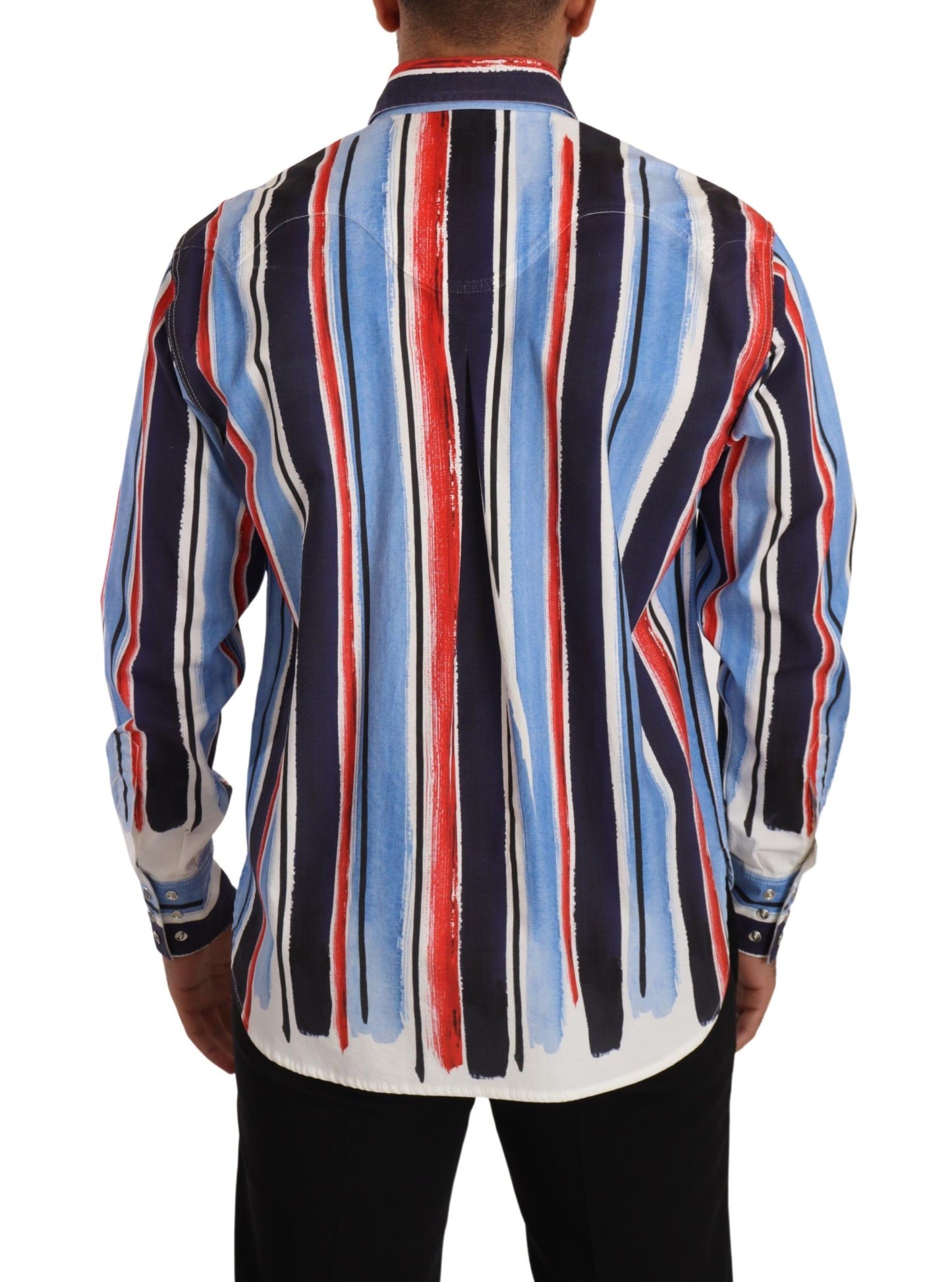 Dolce & Gabbana Elegante Camisa De Algodón A Rayas Con Bolsillos