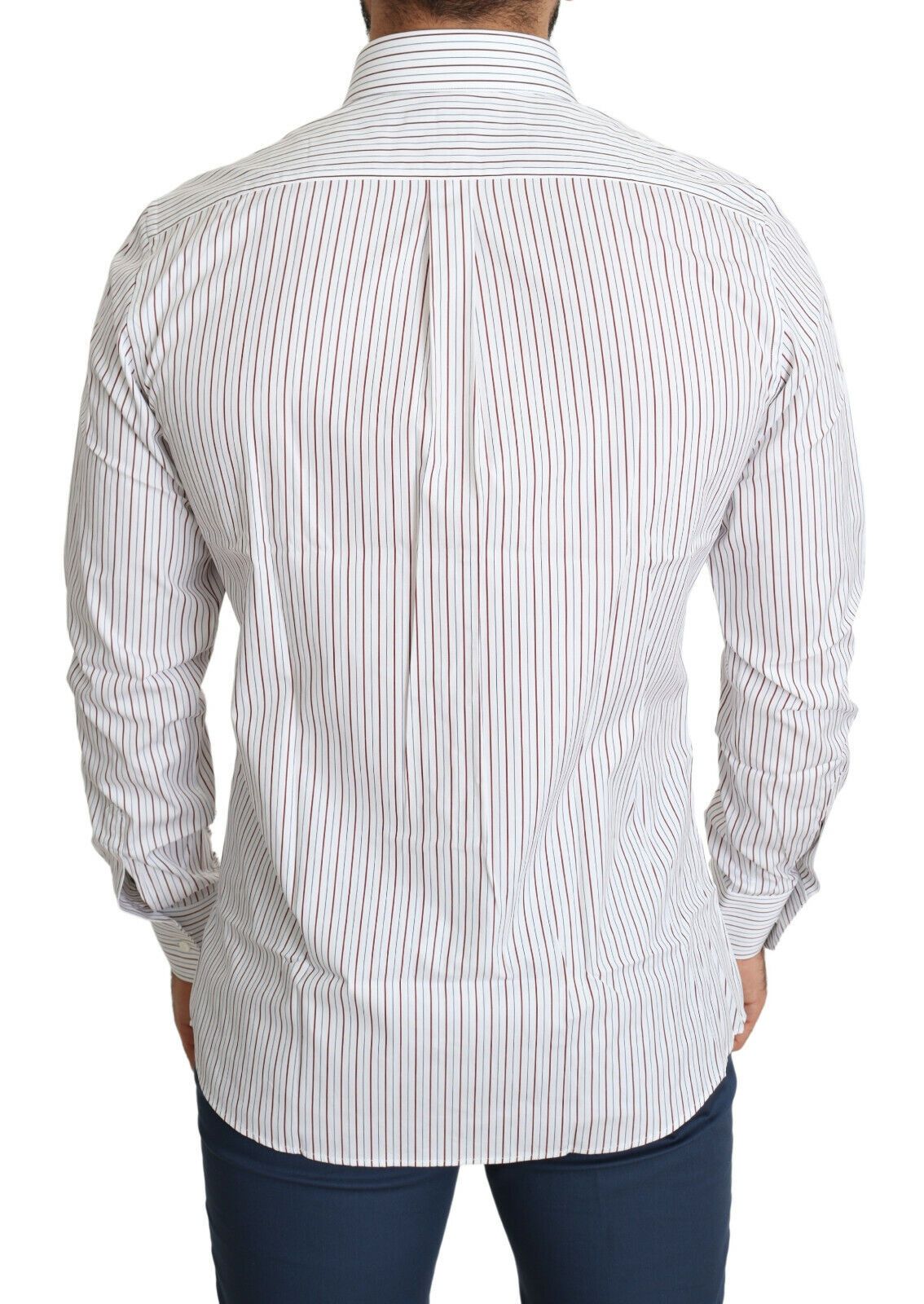 Dolce & Gabbana Elegante camisa de vestir de algodón a rayas blancas