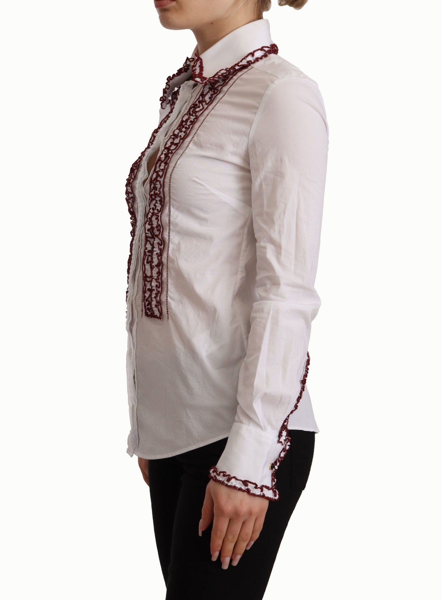 Dolce & Gabbana Elegante polo de manga larga de algodón blanco