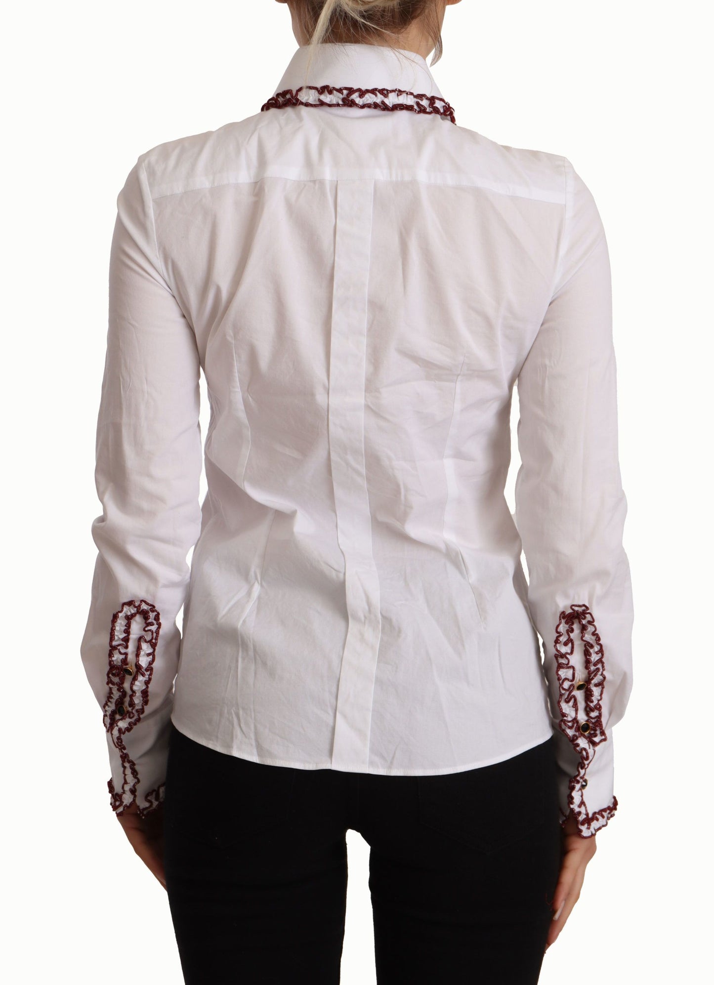 Dolce & Gabbana Elegante polo de manga larga de algodón blanco
