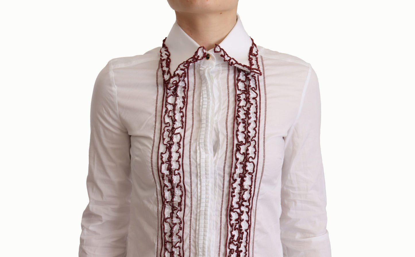 Dolce & Gabbana Elegante polo de manga larga de algodón blanco