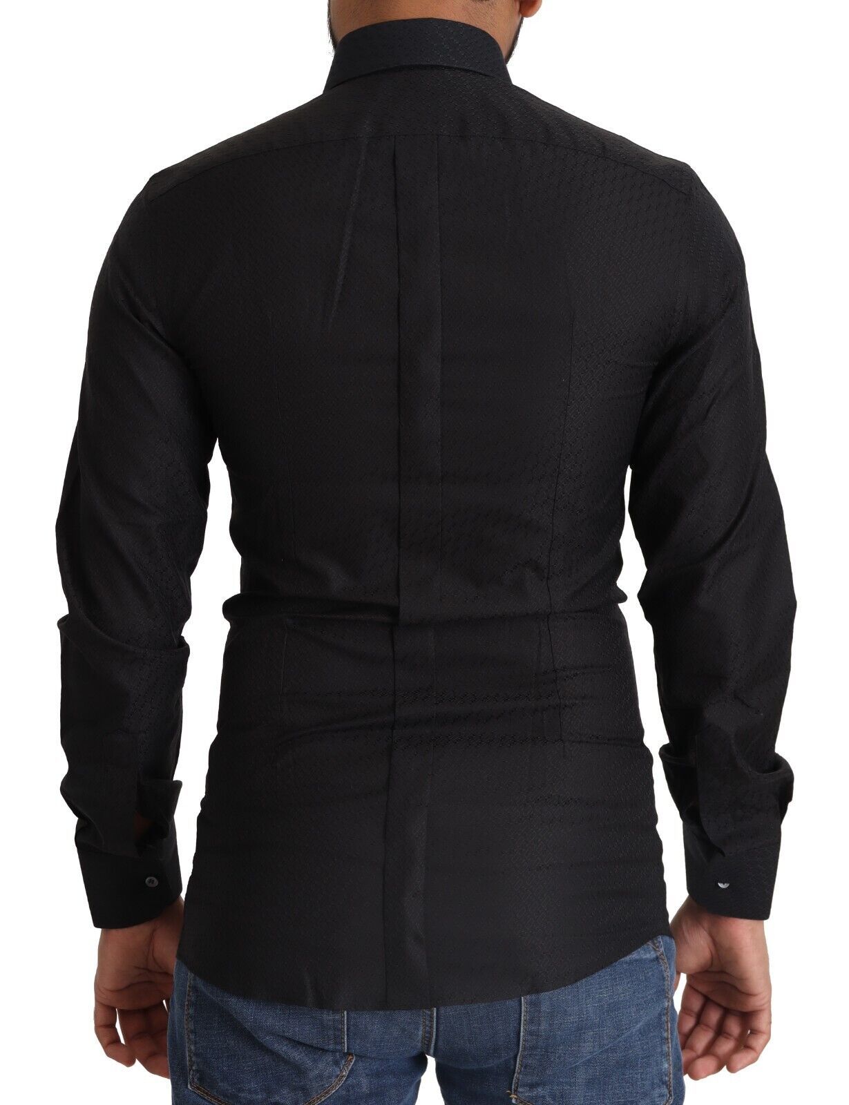Dolce & Gabbana Camisa de vestir elegante de algodón negro dorado