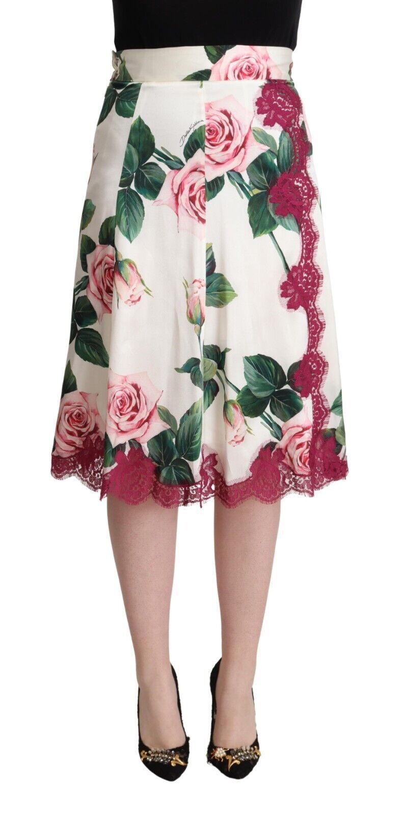 Dolce & Gabbana Falda midi evasé floral elegante
