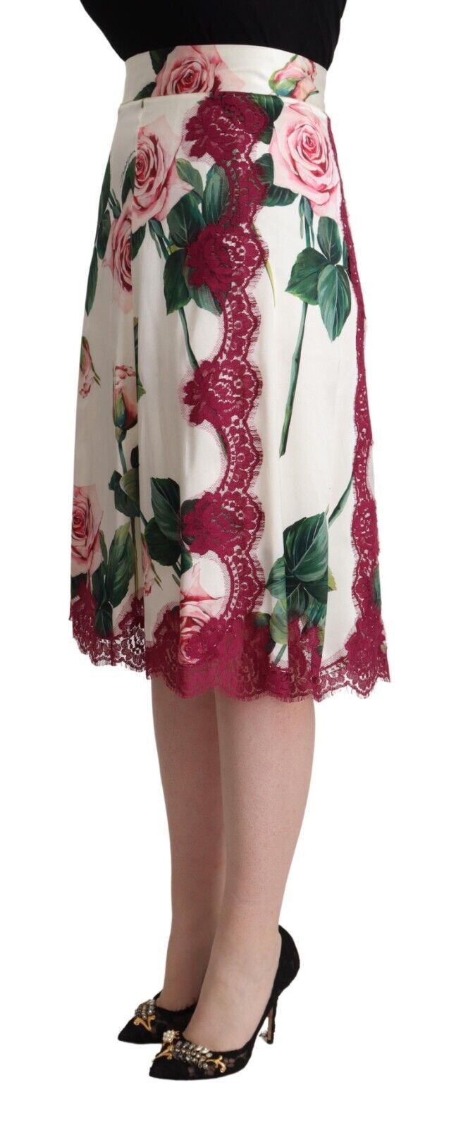 Dolce & Gabbana Falda midi evasé floral elegante