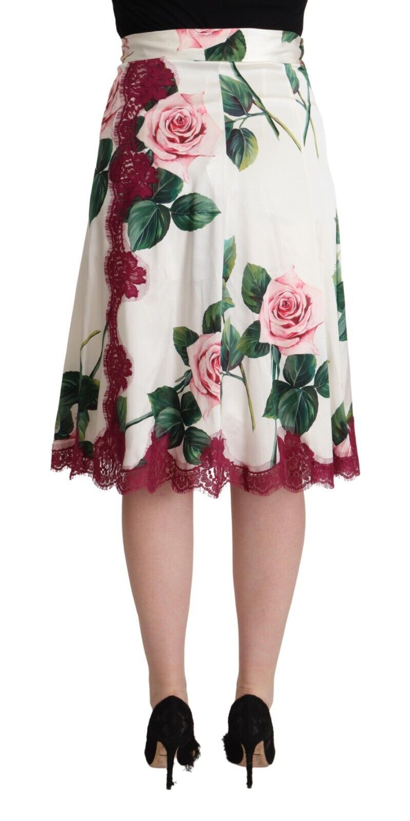 Dolce & Gabbana Falda midi evasé floral elegante
