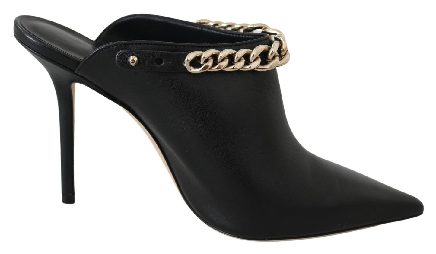 Jimmy Choo Elegant Black Gold Leather Pumps – EU37.5/US7.5 par Jimmy Choo | Disponible sur Sandy Store ByNet