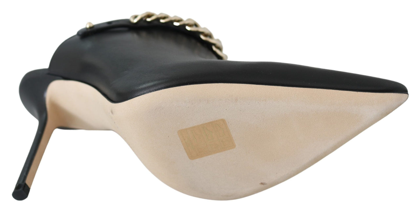 Jimmy Choo Elegant Black Gold Leather Pumps – EU37.5/US7.5 par Jimmy Choo | Disponible sur Sandy Store ByNet
