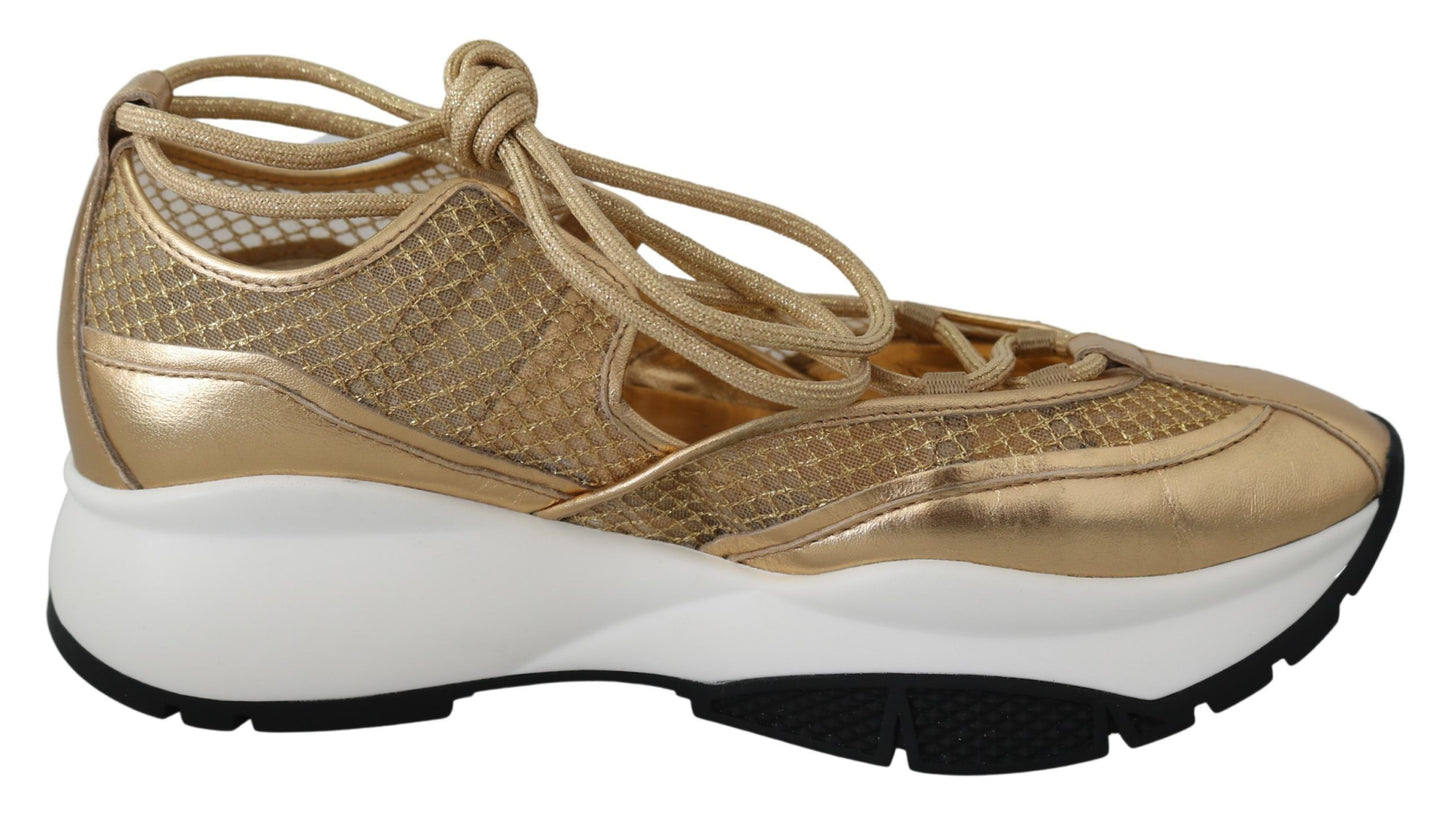 Jimmy Choo Golden Glamour Mesh Leather Sneakers – EU36/US6 par Jimmy Choo | Disponible sur Sandy Store ByNet