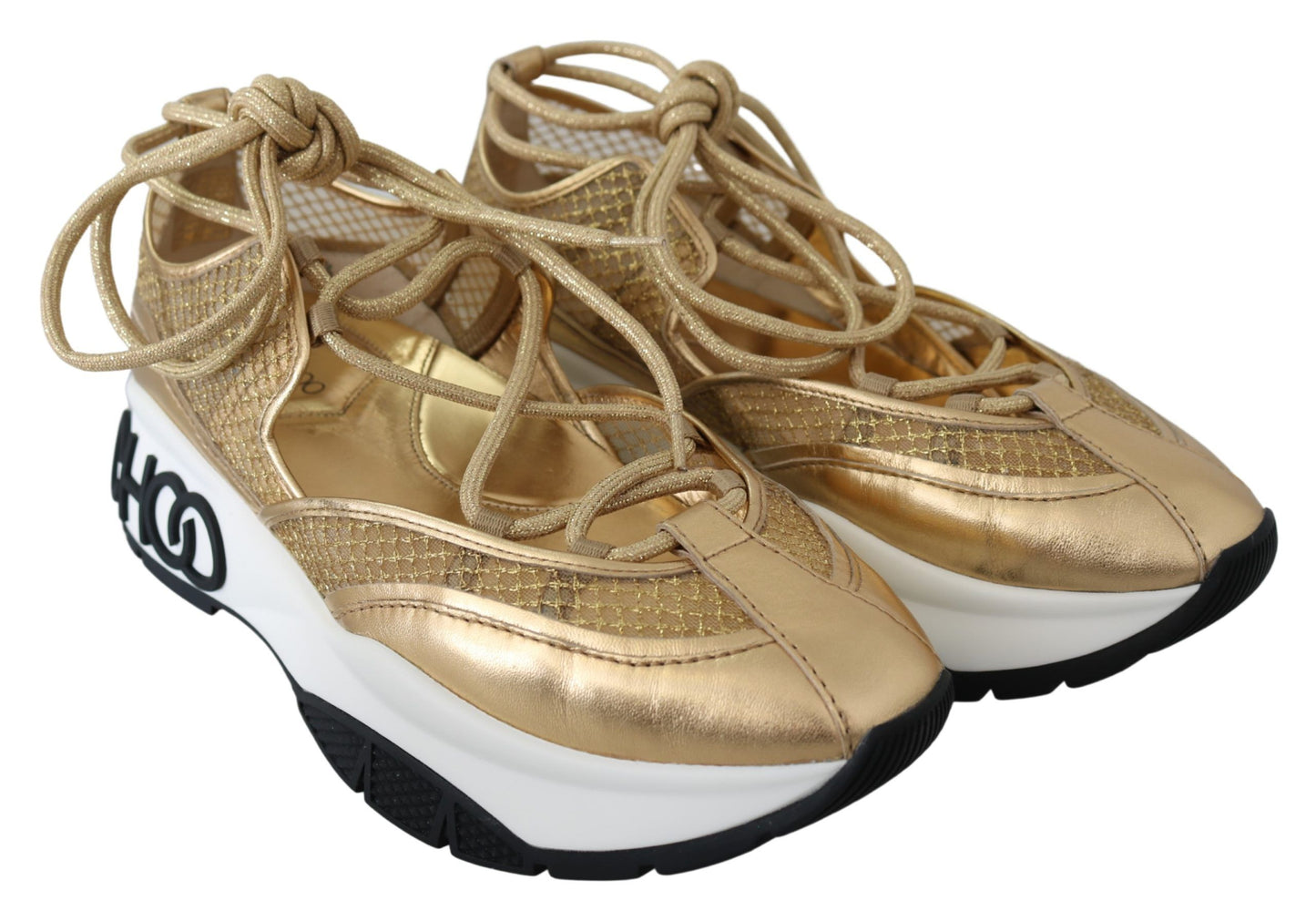 Jimmy Choo Golden Glamour Mesh Leather Sneakers – EU36/US6 par Jimmy Choo | Disponible sur Sandy Store ByNet