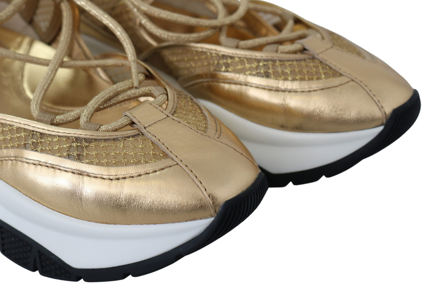 Jimmy Choo Golden Glamour Mesh Leather Sneakers – EU36/US6 par Jimmy Choo | Disponible sur Sandy Store ByNet