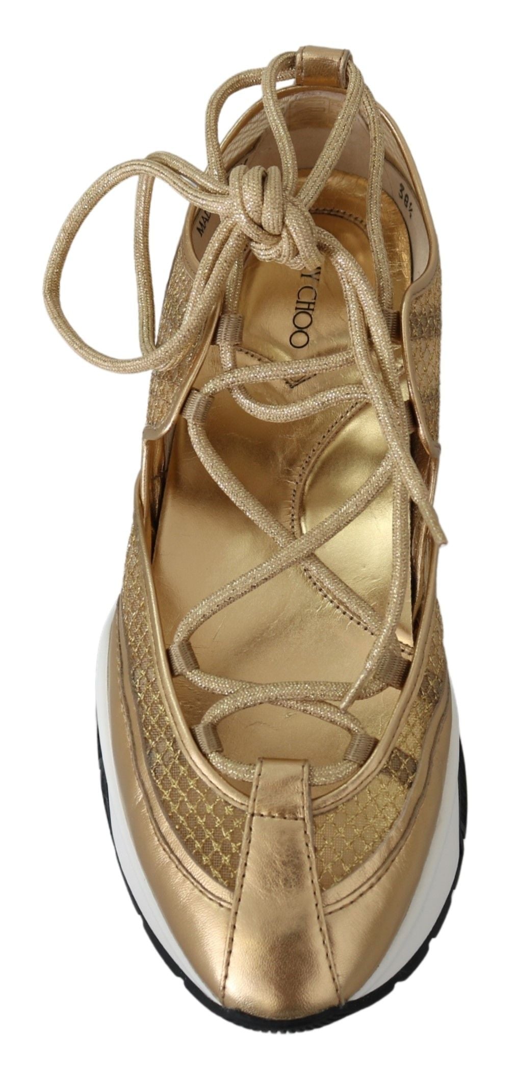 Jimmy Choo Golden Glamour Mesh Leather Sneakers – EU36/US6 par Jimmy Choo | Disponible sur Sandy Store ByNet