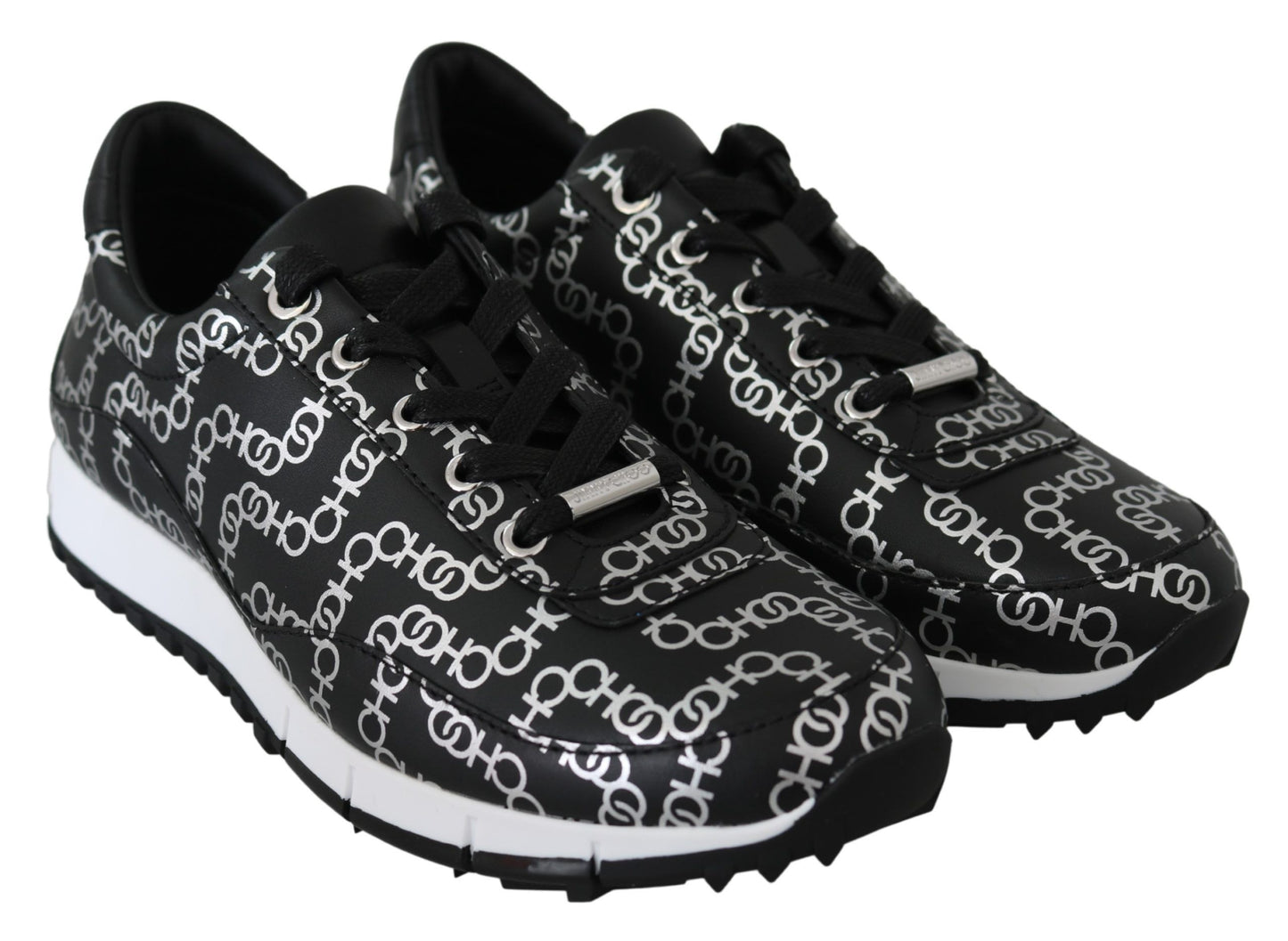 Jimmy Choo Elegant Black & Silver Leather Sneakers – EU35.5/US5.5 par Jimmy Choo | Disponible sur Sandy Store ByNet