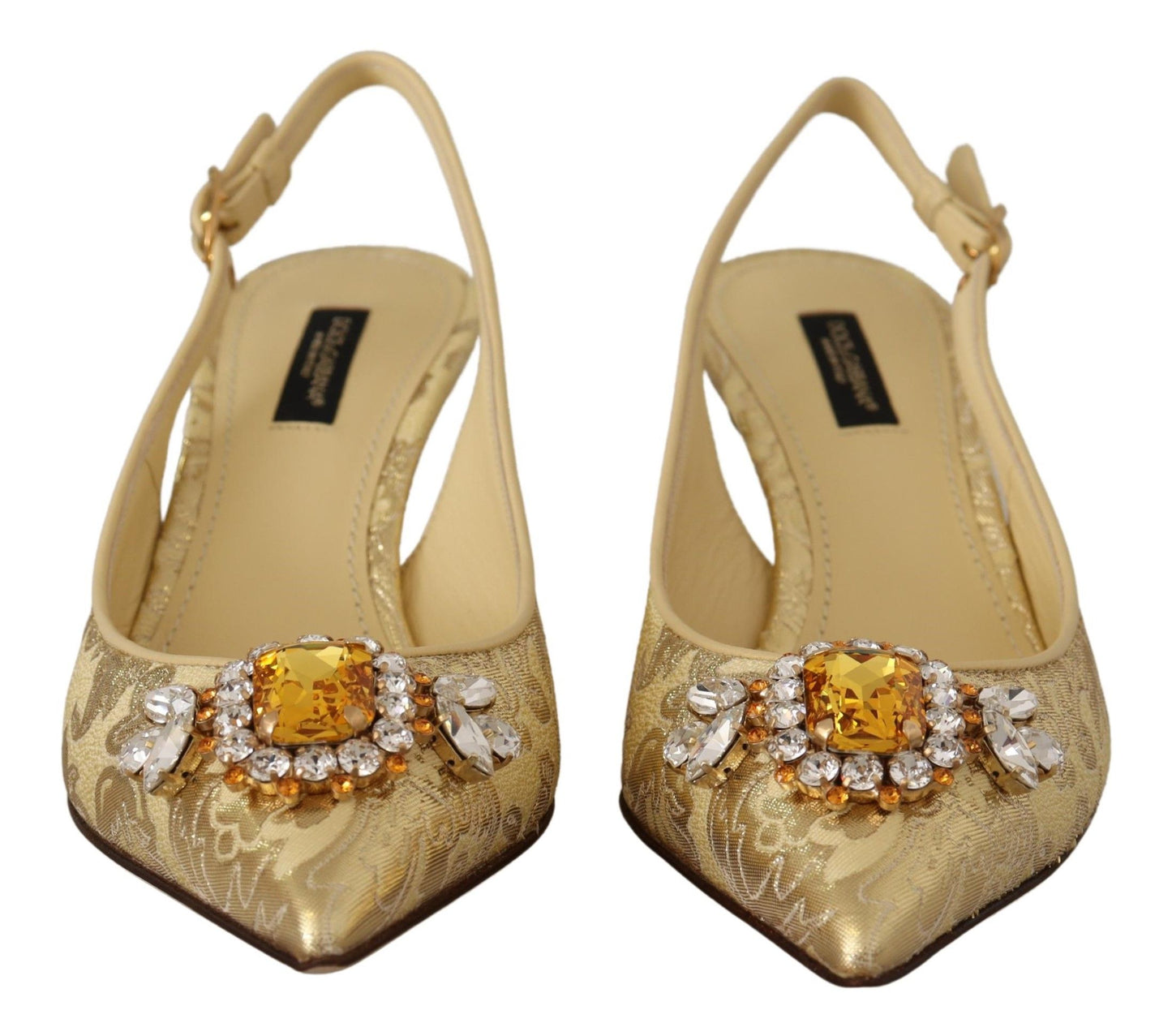 Dolce & Gabbana Tacones con tira trasera y cristales dorados relucientes