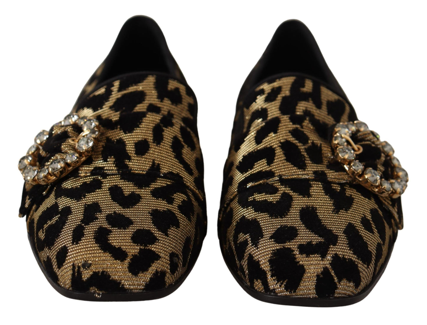 Dolce & Gabbana Elegantes mocasines con gemas de cristal y leopardo