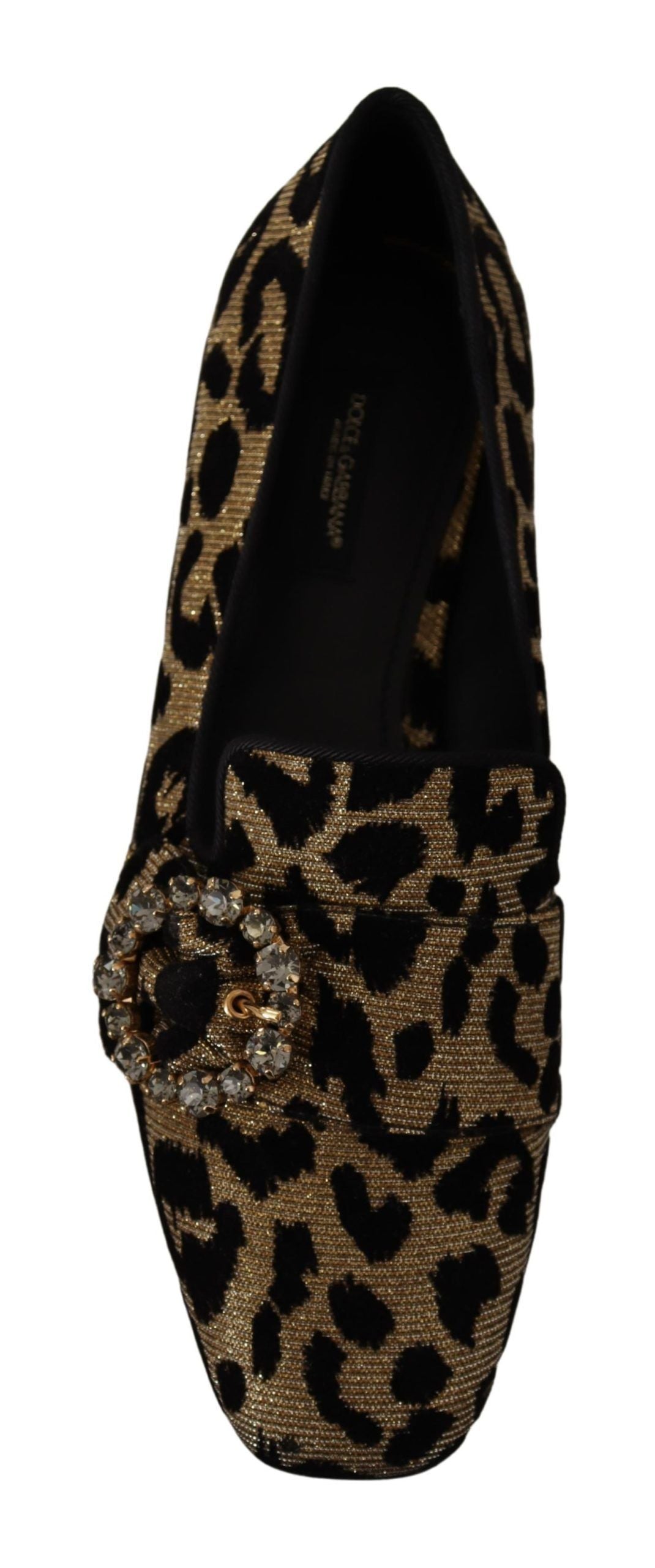 Dolce & Gabbana Elegantes mocasines con gemas de cristal y leopardo