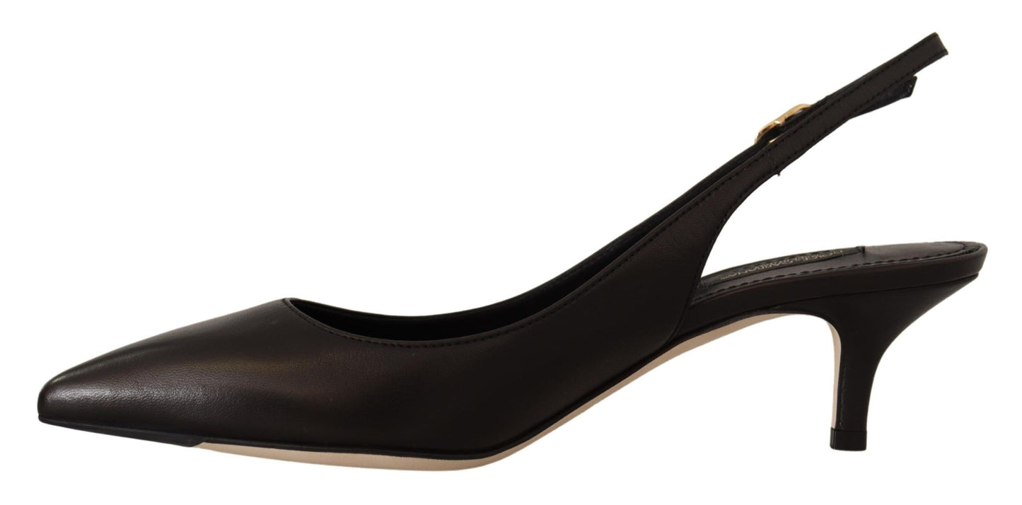 Dolce & Gabbana Elegantes tacones destalonados de cuero negro
