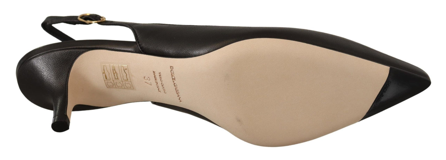 Dolce & Gabbana Elegantes tacones destalonados de cuero negro