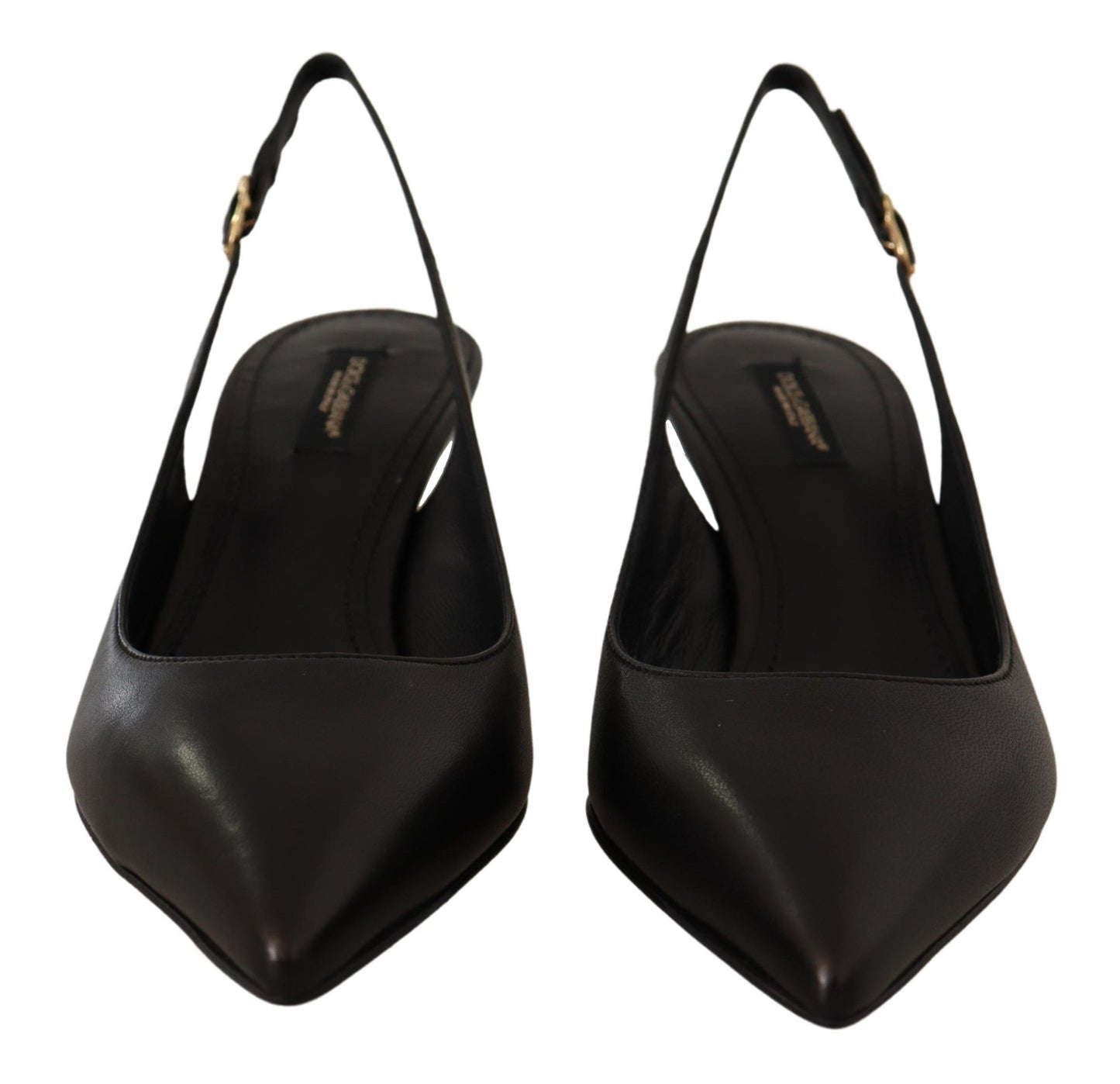 Dolce & Gabbana Elegantes tacones destalonados de cuero negro