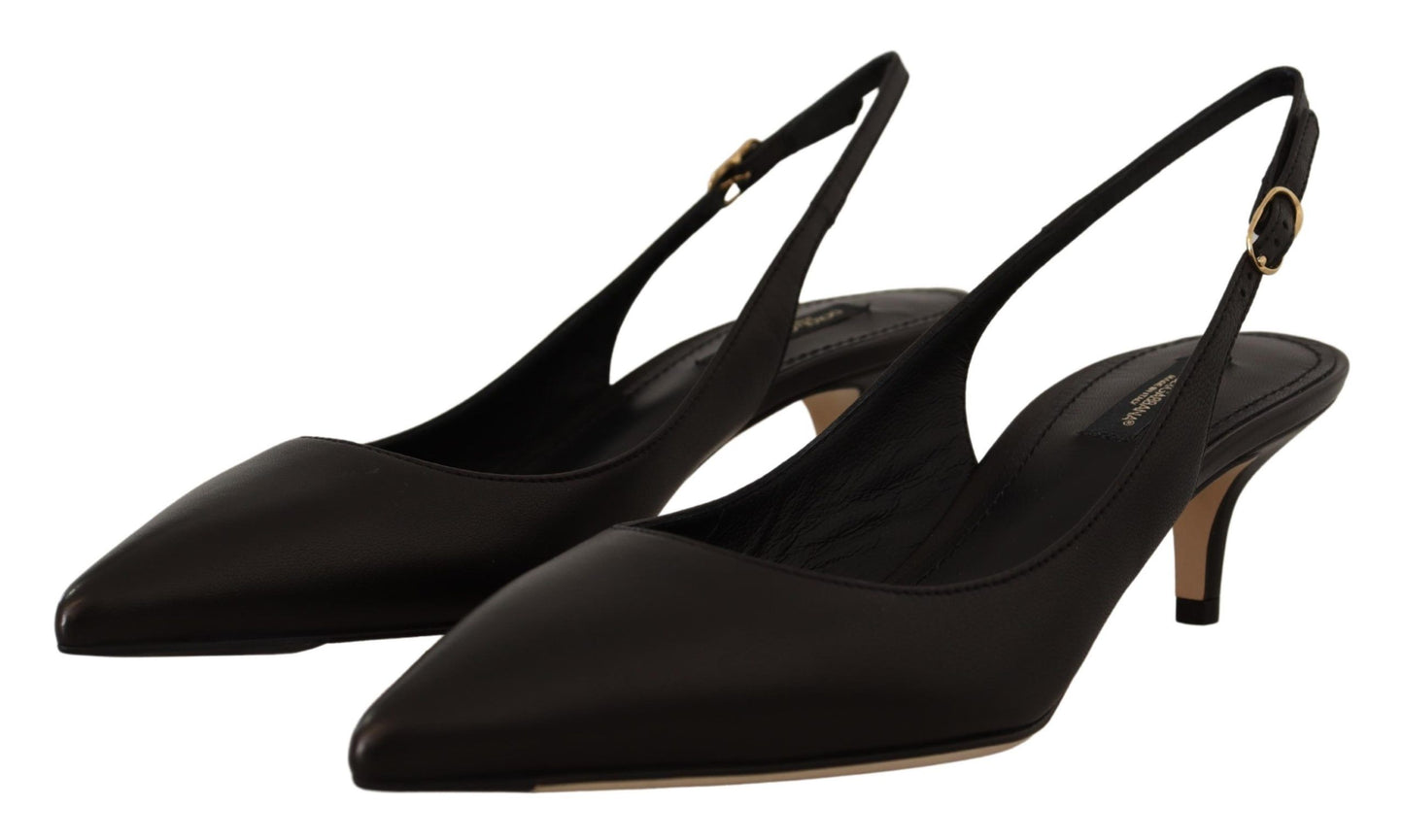 Dolce & Gabbana Elegantes tacones destalonados de cuero negro