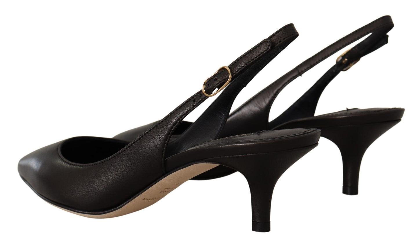Dolce & Gabbana Elegantes tacones destalonados de cuero negro