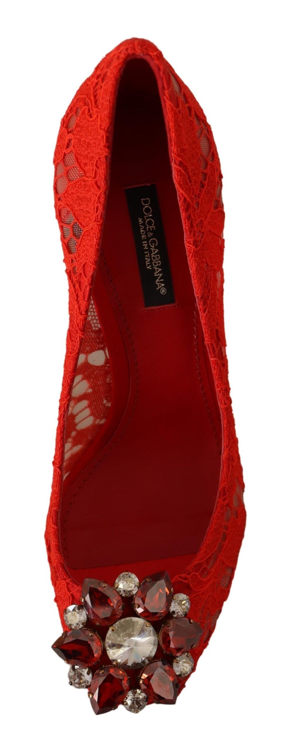 Dolce & Gabbana Zapatos de tacón de encaje Taormina con cristales rojos