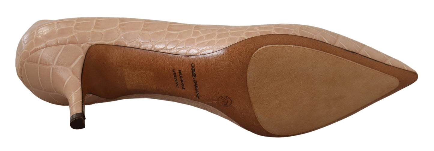 Dolce & Gabbana Elegantes Zapatos De Tacón De Cuero Beige