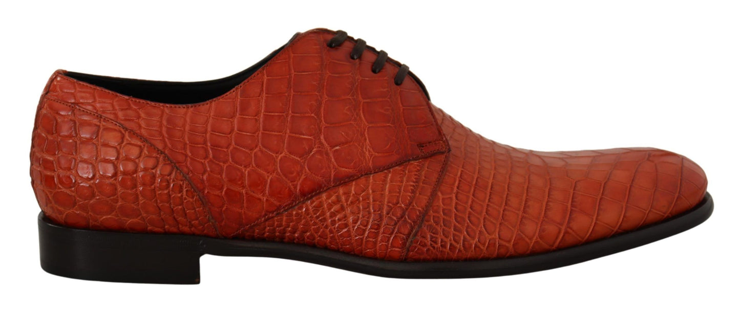 Dolce & Gabbana Zapatos de vestir con cordones de piel de cocodrilo naranja exóticos