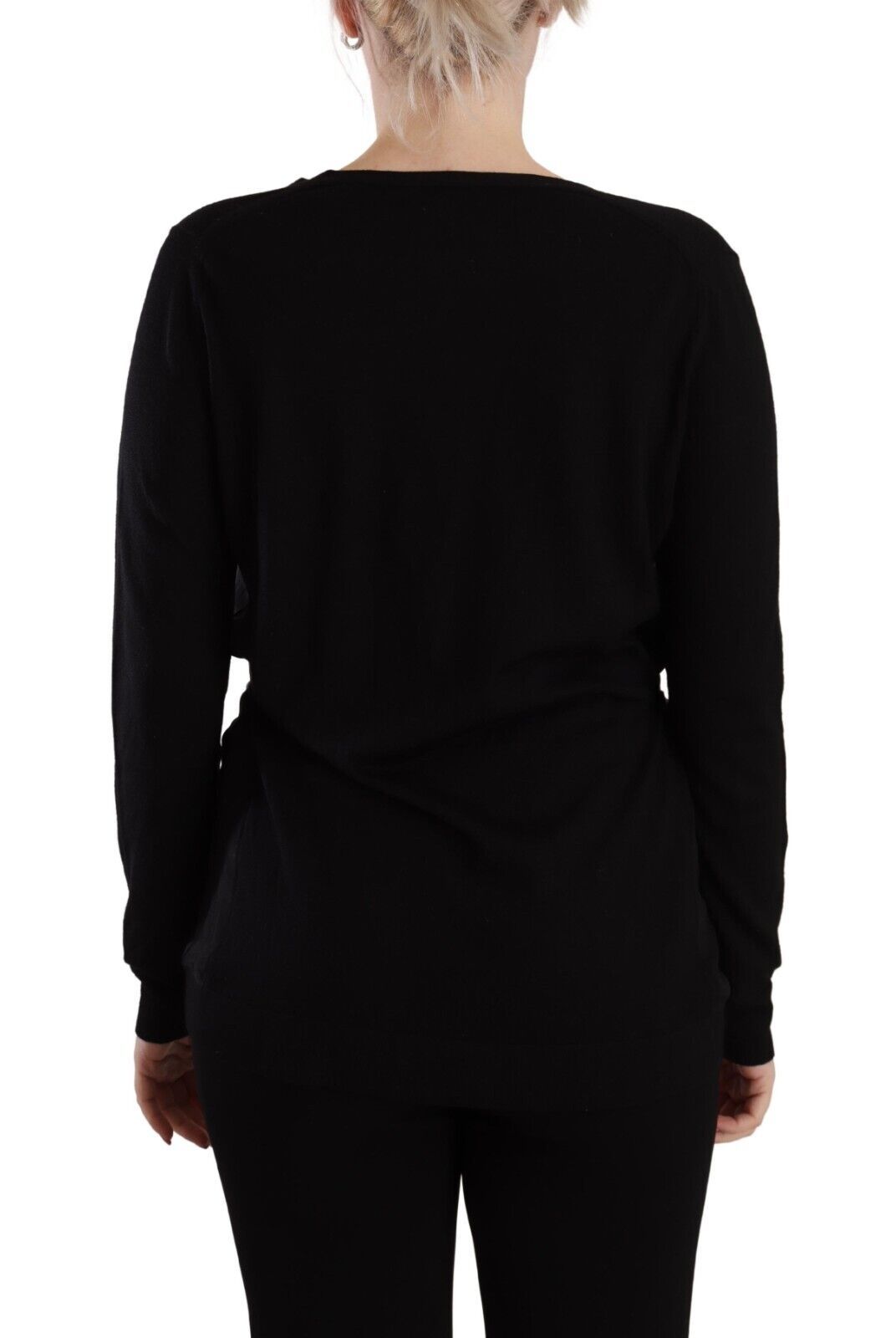 Dolce & Gabbana Elegante jersey negro de lana con cuello en V