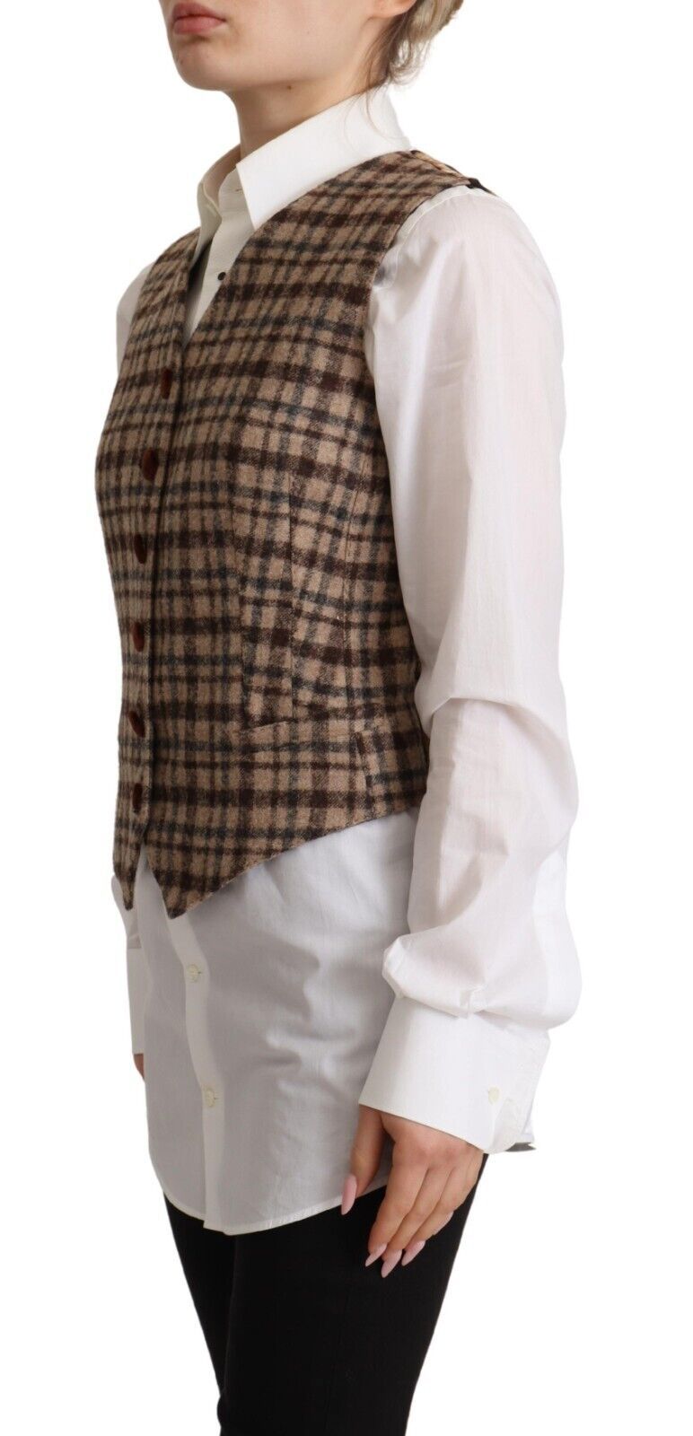 Dolce & Gabbana Elegante top sin mangas con cuello en V a cuadros