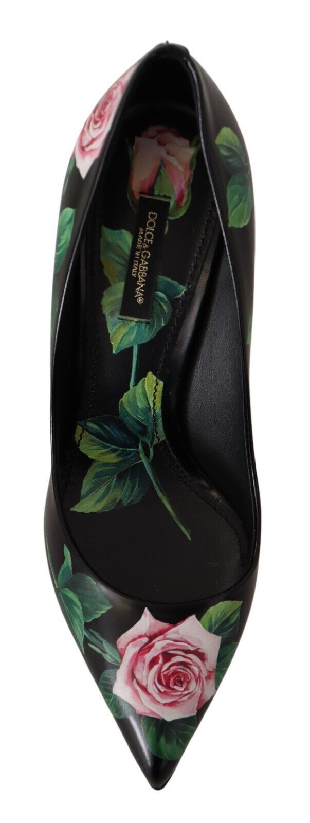 Dolce & Gabbana Elegant Black Rose Print Leather Heels – EU35/US4.5 par Dolce & Gabbana | Disponible sur Sandy Store ByNet