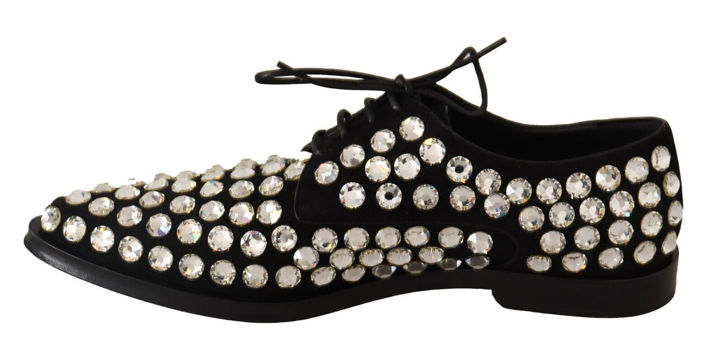 Dolce & Gabbana Elegantes zapatos planos con cordones adornados con cristales