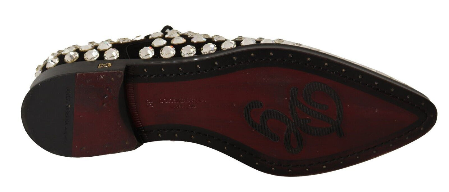 Dolce & Gabbana Elegantes zapatos planos con cordones adornados con cristales