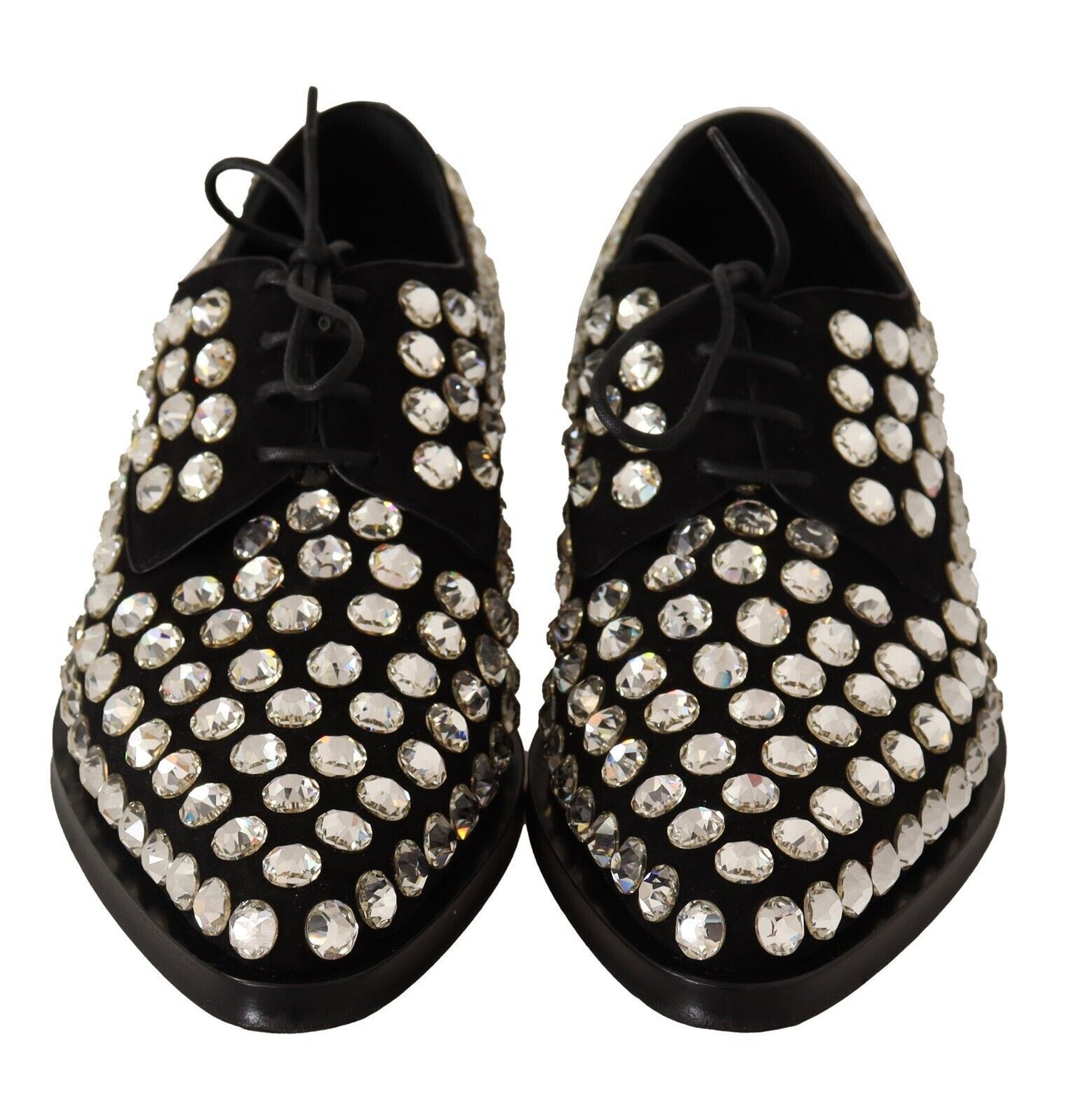 Dolce & Gabbana Elegantes zapatos planos con cordones adornados con cristales