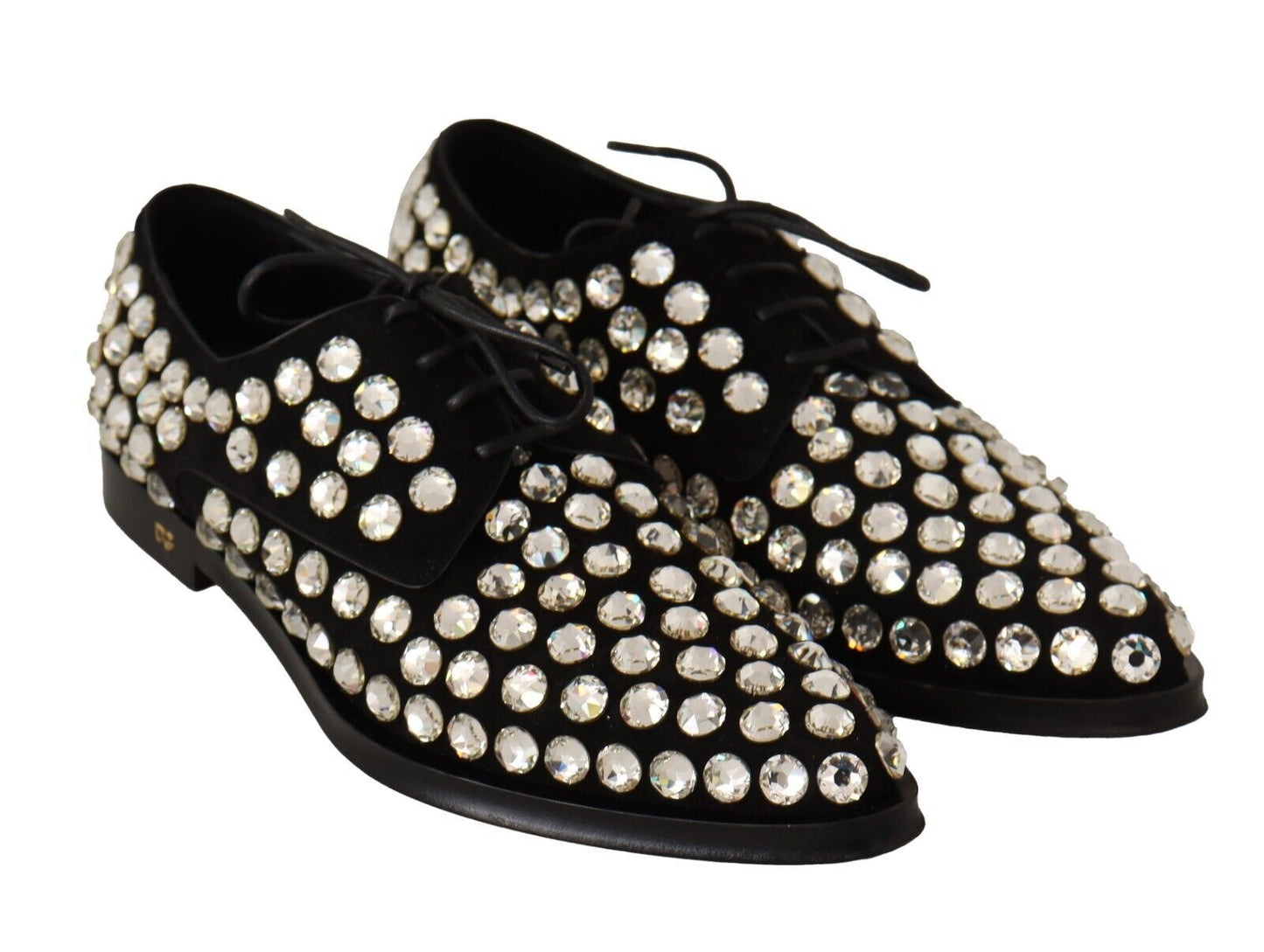 Dolce & Gabbana Elegantes zapatos planos con cordones adornados con cristales