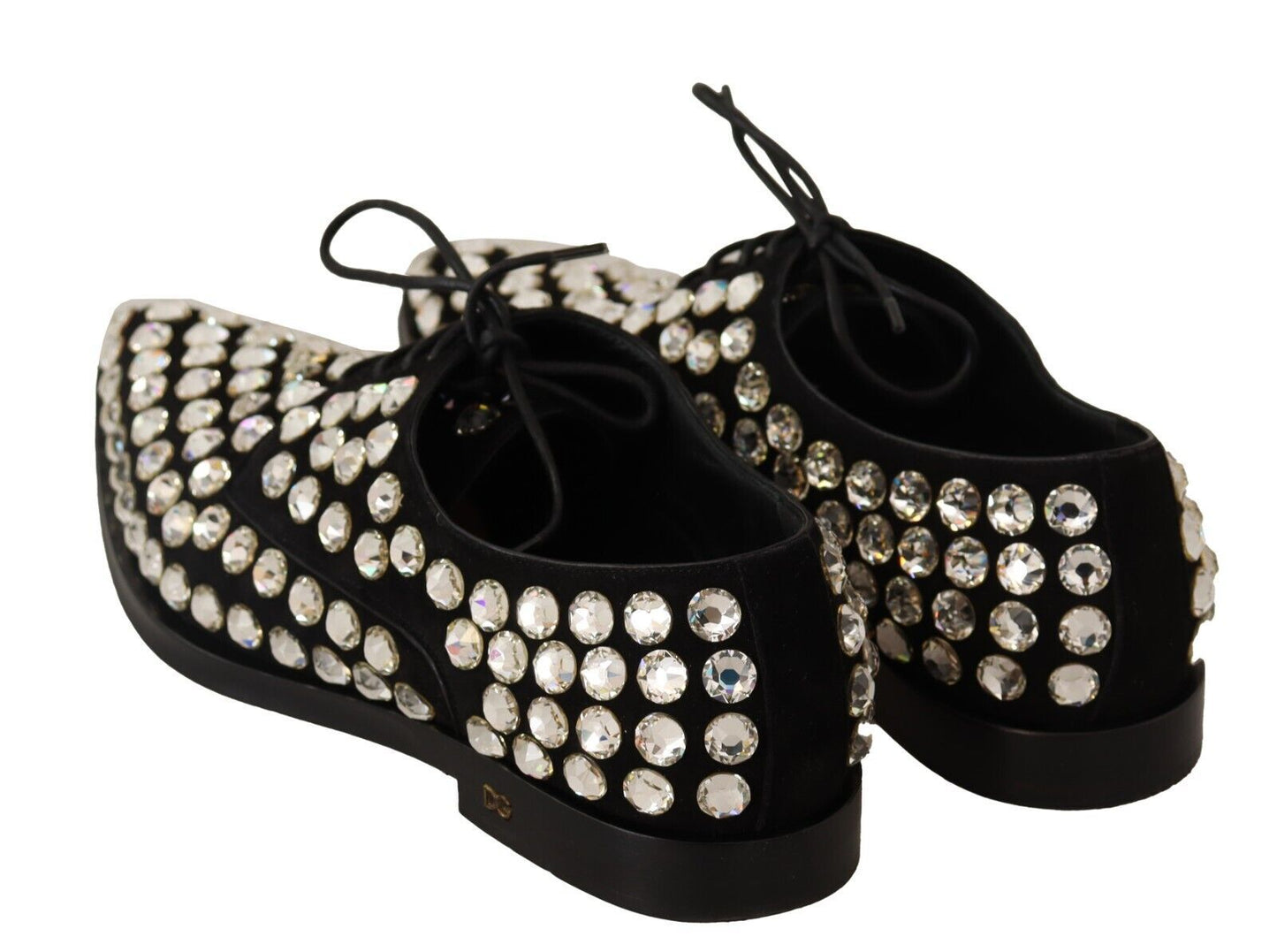 Dolce & Gabbana Elegantes zapatos planos con cordones adornados con cristales