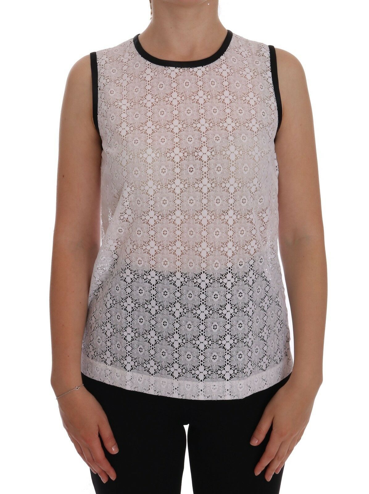Dolce & Gabbana Elegante camiseta sin mangas de nailon blanco